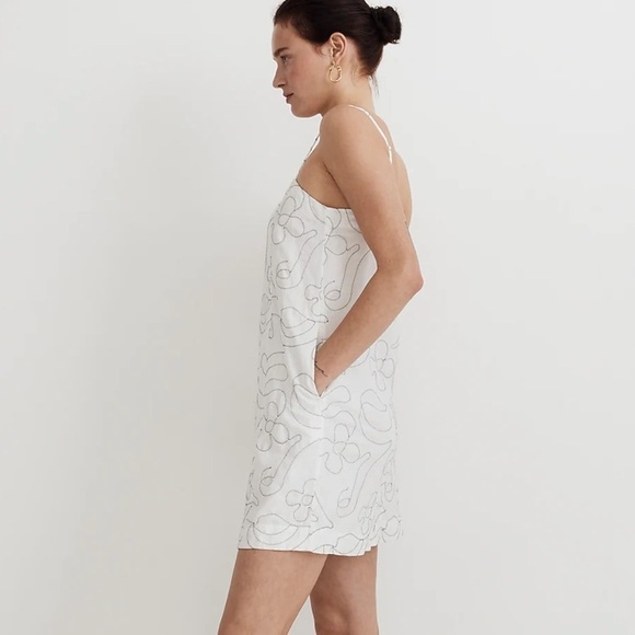 Madewell Goldie Mini Dress in 100% Linen eyelet white embroidered - Picture 1 of 5